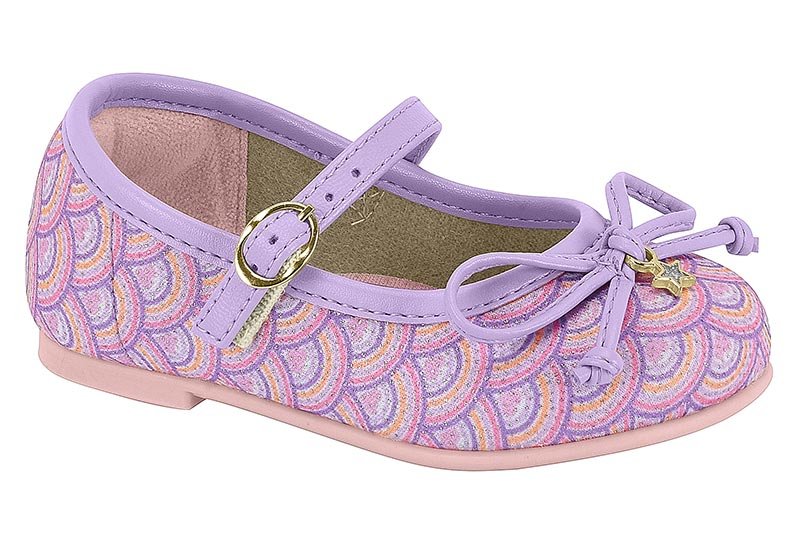Zapatito Infantil Tecido Brilho Rainbow/Napa Turim