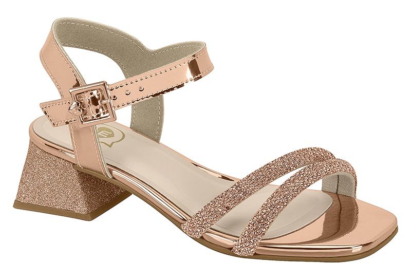 Sueco Infantil Metal Glamour/Tira Pronta Strass