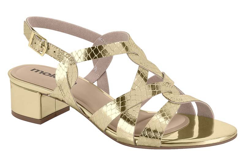 Sandalia Feminina Metalizado Snake/Metal Glamour