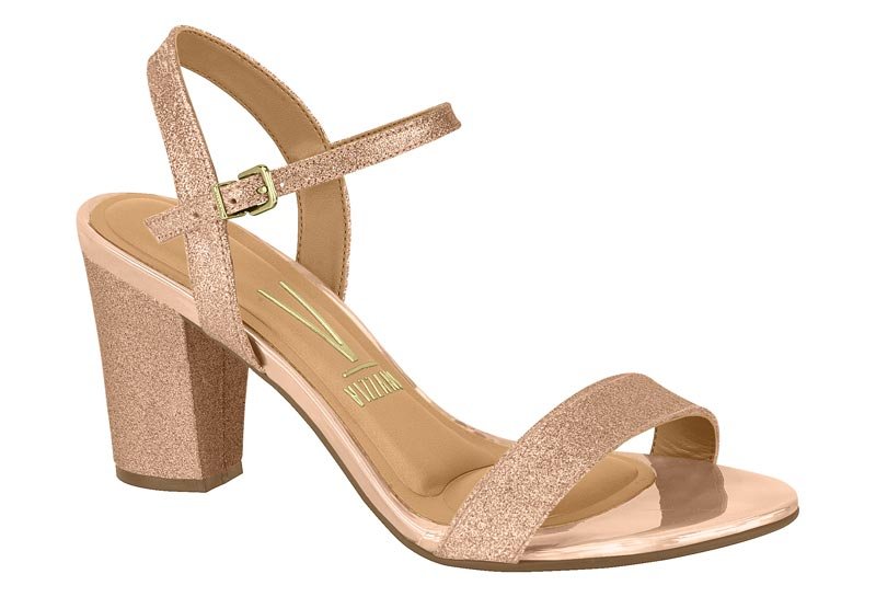 Sandalia Feminina Tela Shine Paris/Metal Glamour