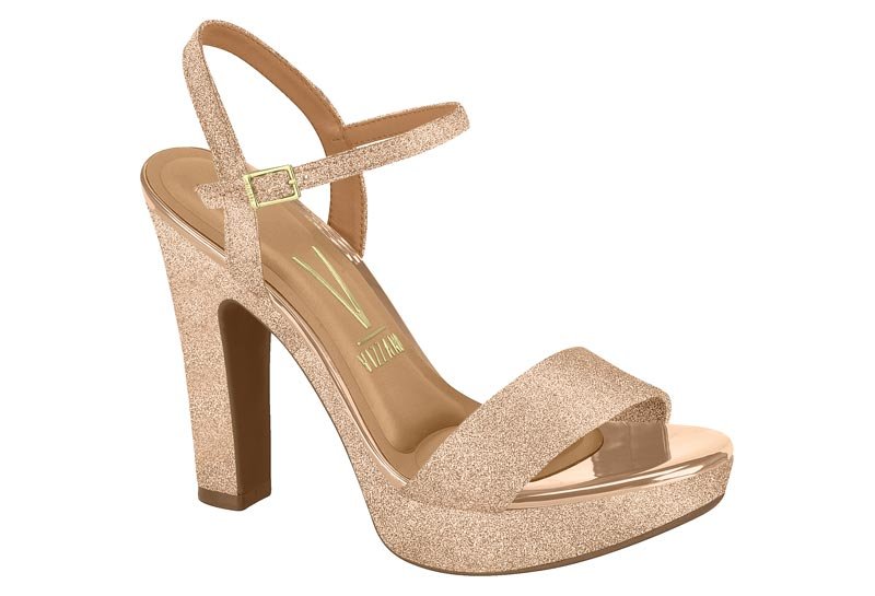 Sandalia Feminina Tela Shine Paris/Metal Glamour