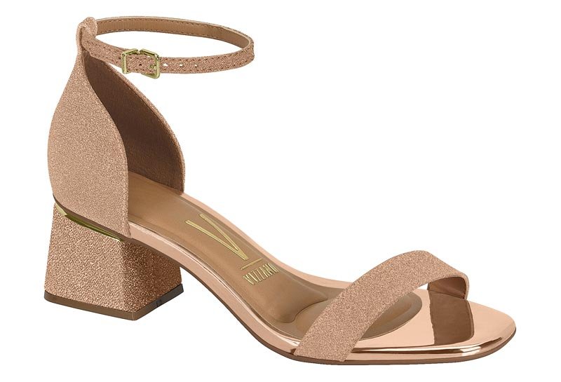 Sandalia Feminina Tela Shine Paris/Metal Glamour