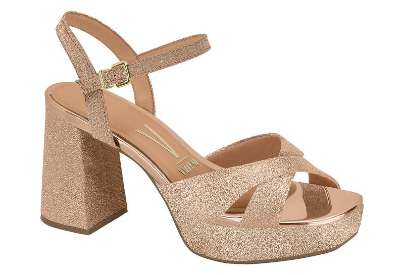 Sandalia Feminina Tela Shine Paris/Metal Glamour
