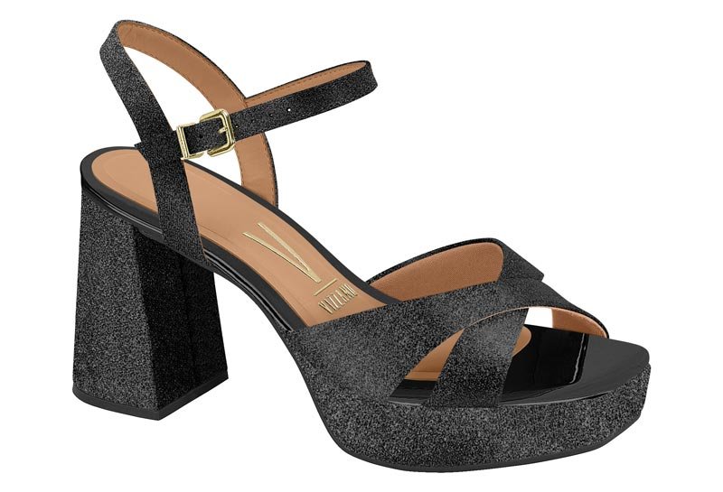 Sandalia Feminina Tela Shine Paris/Verniz Premium