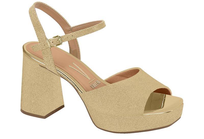 Sandalia Feminina Tela Shine Paris/Metal Glamour