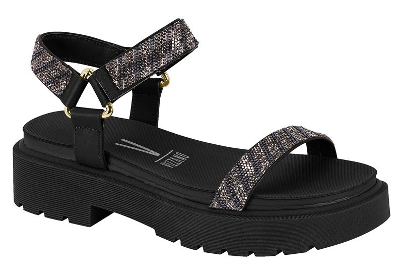 Sandalia Feminina Pelica/Micromanta Strass Dubai