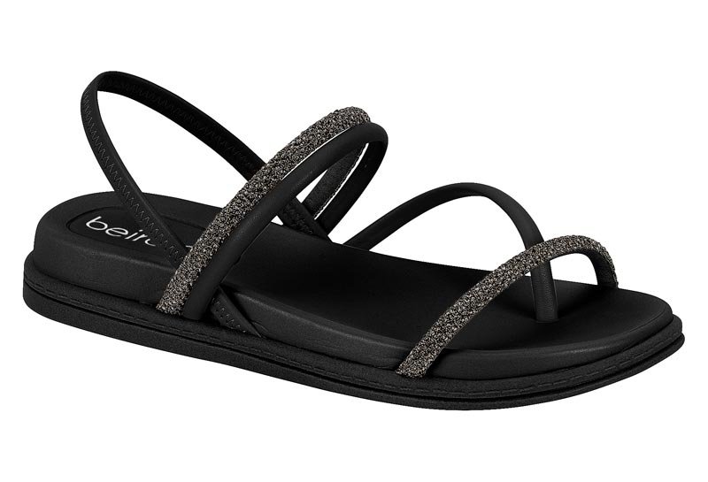 Sandalia Feminina Elas Pele Str/Tp Strass/Tp Pele Str